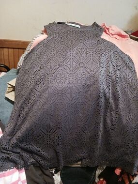 Maurices Laser-Cut Sleeveless Top in Charcoal